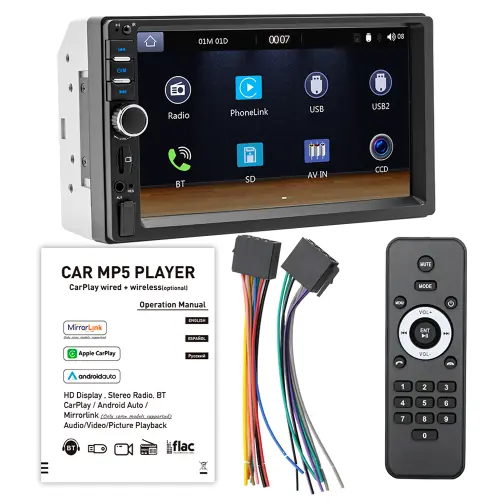 Image de Autoradio 7'' Android Auto & CarPlay - Bluetooth, MirrorLink, Lumières Colorées