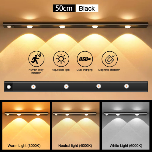 Image of Motion Sensor Light LED Sensor Lamp Wireless Ultra Thin USB LED For Kitchen Cabinet Bedroom Wardrobe Indoor Lighting Night Light