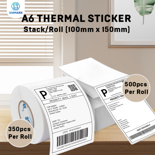 Image of Premium 4x6 inch Thermal Label Paper - 500 Sheets (100x150mm) Adhesive Shipping Labels for DHL, UPS, Express & Barcode Printing