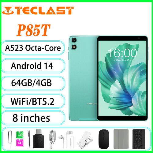 Image of Teclast P85T 2024 Tablet with Allwinner A523 Octa-Core Processor, 10GB RAM + 4GB/6GB Expandable Memory, 64GB ROM, 8-inch 800×1280 IPS Display, 5G WiFi & 4G LTE, 5000mAh Battery, Type-C Port