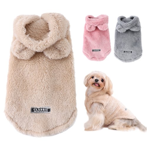 Image of Cozy Winter Pet Hoodie Sweater for Small and Medium Dogs & Cats – Warm Fleece Dog Clothes Coat for Yorkshire, Chihuahua, Pug, and More