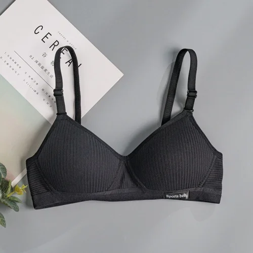 Image of FallSweet Women's Wireless Bra Active Bra Teen Students' Bras Seamleass Lingerie Comfortable V-Shaped Gathering Underwear AB Cup