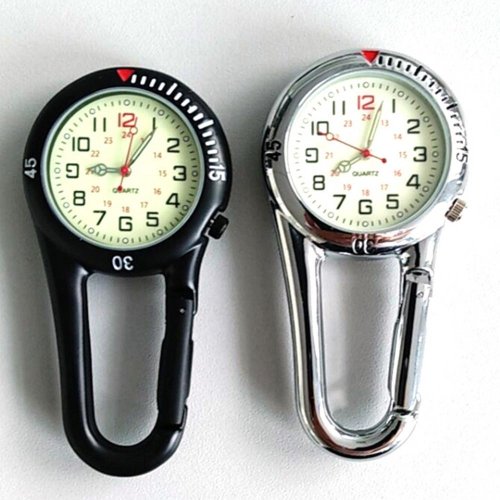 Bild von Mini-Taschenuhr mit Karabinerhaken – Elegante Analoguhr für Outdoor & Alltag