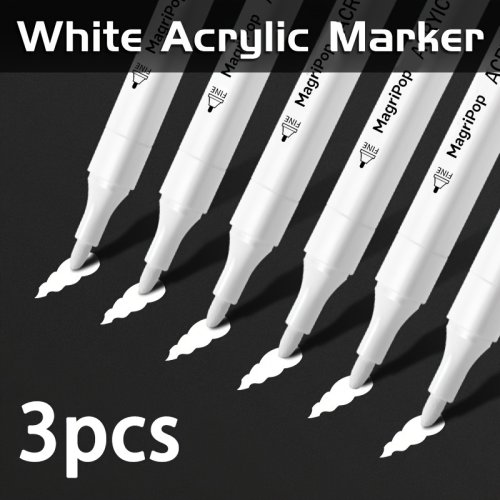 Bild von 5 Stück weiße Acrylmarker, permanenter Stift, Künstlerbedarf für schwarzes Papier, Reifen, Kunststoff, Stein, Metall, Malerei für Künstler, Anfänger