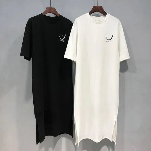 Abito t-shirt a maniche corte nuovo estivo da donna Abito ampio sopra il ginocchio di media lunghezza