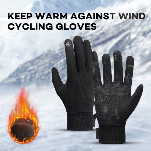 Afbeelding van Winterfietshandschoenen voor heren en dames - winddichte sporthandschoenen met warme touch, geschikt voor skiën, fietsen en buitenactiviteiten
