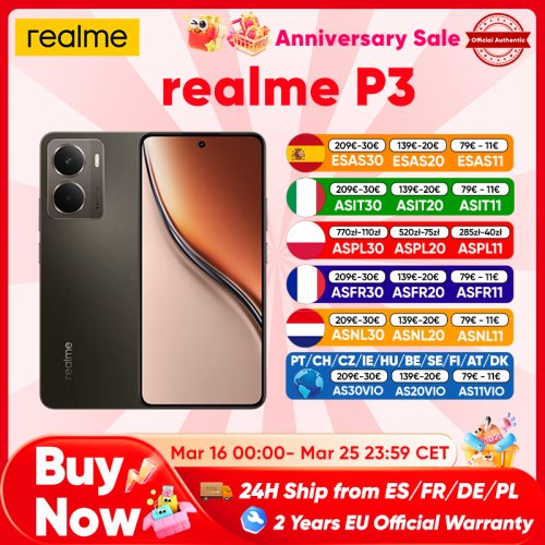 Imagen de Smartphone realme P3 5G con Pantalla AMOLED 120Hz y Cámara AI