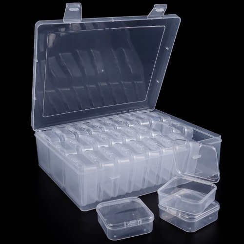 Image of 30-Piece Clear Plastic Bead Storage Containers with Hinged Lids – Organized Craft and Jewelry Storage Solution