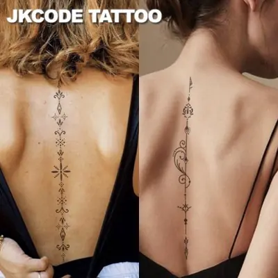 Image de Tatouage Temporaire Minimaliste - Feuille & Croissant