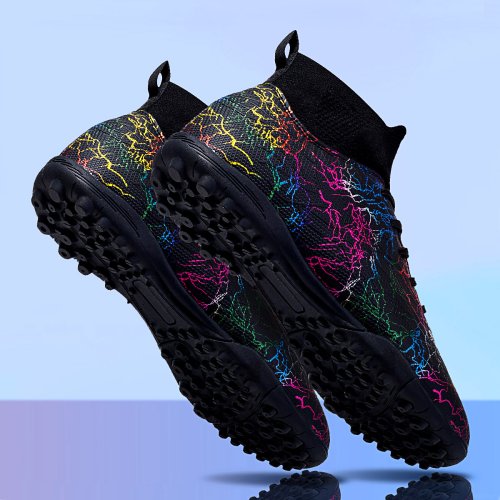 Imagen de Zapatos de Fútbol Profesionales de Caña Alta para Hombre con Tacos TF, Ideales para Césped Artificial, Transpirables y Antideslizantes