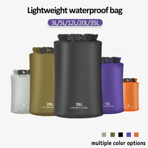 Imagen de Bolsa seca impermeable de 3L/5L/12L/20L/35L, bolsa ultraligera para exteriores, bolsa de almacenamiento de ropa para natación, Rafting, kayak, bolsa deportiva