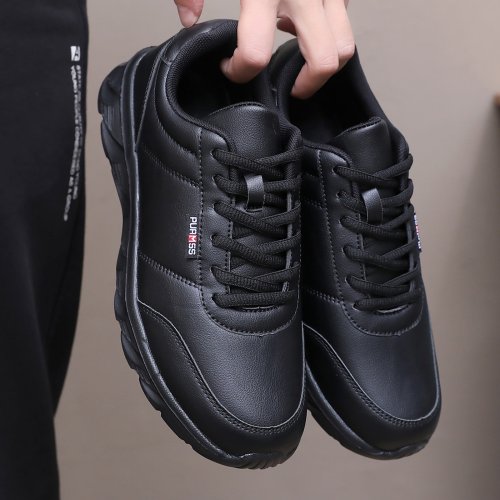 Zdjęcie Męskie Trampki Sportowe do Biegania – Nowe, Wygodne Buty Codzienne z Wysokiej Jakości Materiału, Czarne i Białe, Idealne na Fitness, Jogging i Codzienny Użytek