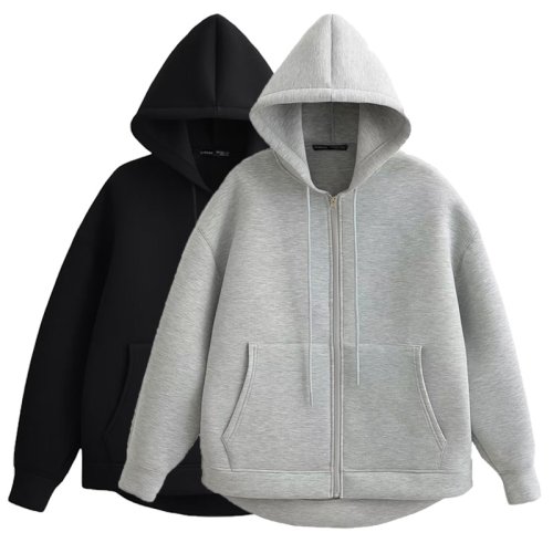 Immagine di Felpa con Cappuccio da Donna Oversize con Zip, Stile Y2K, Maniche Lunghe, Capispalla Autunno-Inverno
