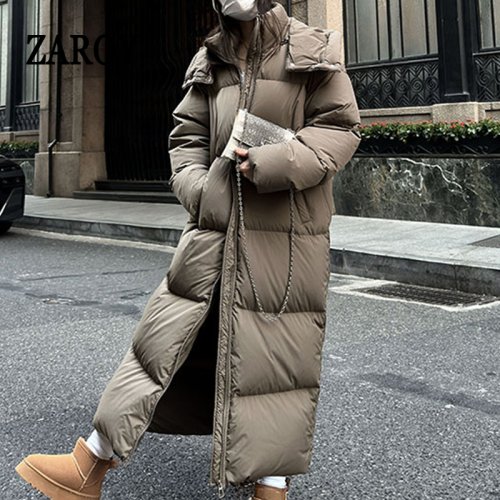 Immagine di Giacca Imbottita Donna Antivento Calda Inverno – Parka Lungo Soprabito Sciolto Casual con Cappuccio e Design Sportivo da Sci