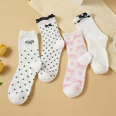 Image de Chaussettes Femme Mignonnes Coeur - Lot de 4 Paires