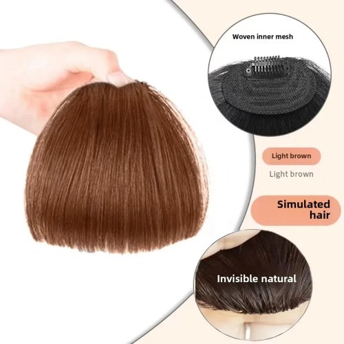Frangia Clip-On in Capelli Umani 100% - Marrone Naturale