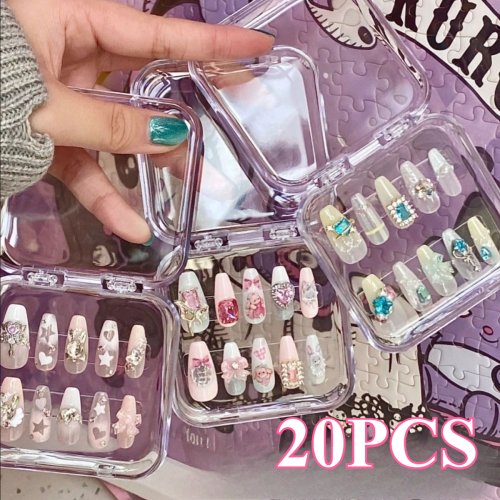 Image de Boîtes à Ongles Vides - Emballage Carré pour Pointes d'Ongles