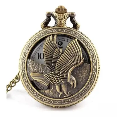 Image de Montre de Poche Aigle en Bronze - Pendentif Collier Élégant
