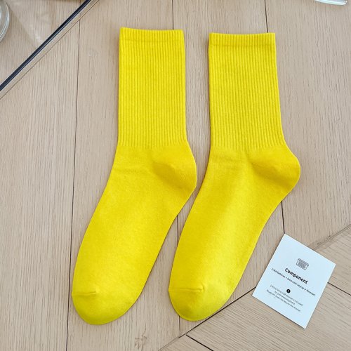 Image of 1pair Ins Fashion 40Colors Combed Cotton Skateboard Women Men Socks Unisex Stretch Soft 4 Seasons Fit Basic Daily Sock