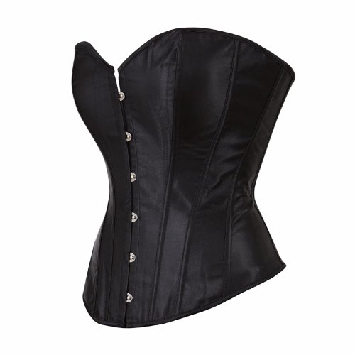 Image of Caudatus Black Corset Top Plus Size Bustiers Overbust Satin Sexy Costume Corselet Brocade Vintage Style Bridal Korsett Women