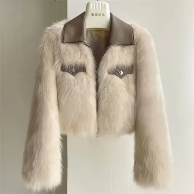 Image de Manteau Fausse Fourrure Femme Court & Chaud