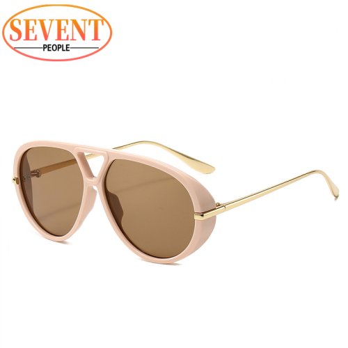 Imagen de Gafas de sol de piloto Punk ovaladas de gran tamaño para mujer, gafas de sol grandes de marca de luj...
