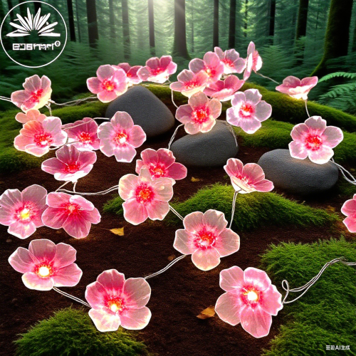 Afbeelding van 30 LED Kersenbloesem Fairy Lights - Batterij aangedreven buitenlichtslinger voor kerstdecoratie en sfeer in tuin, terras of balkon