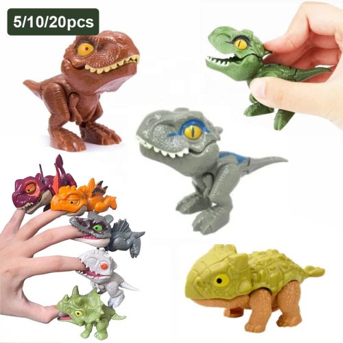 Zdjęcie Zabawny Mini Kreskówkowy Zwierzęcy Tyranozaur – Plastikowa Zabawka Gryząca Palec z Ruchomymi Stawami, Lalka Zwierzęca Rączka, Rekwizyt dla Dzieci