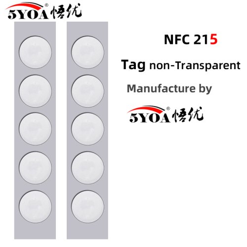 Zdjęcie NFC Etikietki Samoprzylepne NTAG213 i NTAG215 – 10, 30 lub 50 Sztuk, 13,56 MHz, 540 Bajtów, Idealne do Telefonów z NFC