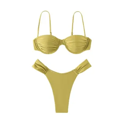 Image de Bikini Push-Up Plissé Sexy - Soutien-Gorge Rembourré & Maillot de Bain Élégant