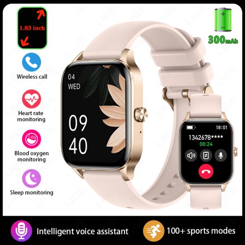 Imagen de Reloj Inteligente Deportivo con Pantalla HD de 1.85 Pulgadas para Hombres y Mujeres - Monitor de Salud, Llamadas por Bluetooth y Diseño Personalizable