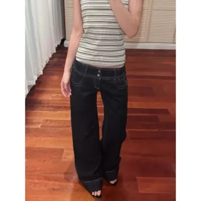 Jeans Large Vintage Femme - Style Américain Élégant