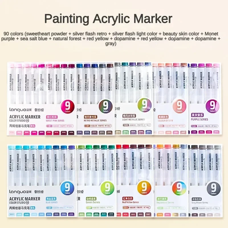Imagen de Rotulador Artístico de Pintura Acrílica en 144 Colores para Arte Manual, Dibujo Creativo y Personalización de Tarjetas, Tazas, Piedra, Cerámica, Tela y Vidrio
