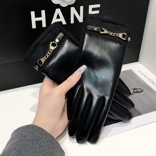 Bild von Luxuriöse, hochwertige Damen-Handschuhe aus Proteinleder mit Fleece-Futter, Winter, Radfahren, windd...