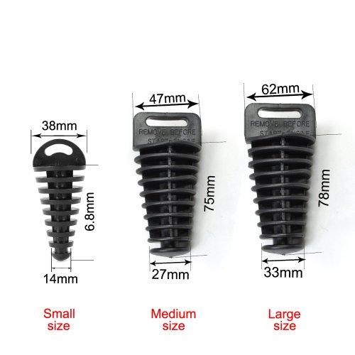 Immagine di Tubo di Scarico Moto Motocross con Silenziatore in Acciaio Inox, Tappo di Spurgo Aria in PVC e Protezione per Tubo di Scappamento - Accessorio Completo per Prestazioni Ottimali