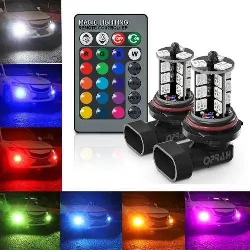 Image de Feux antibrouillard LED RGB H8 H11 H7 - Éclairage de voiture coloré à distance