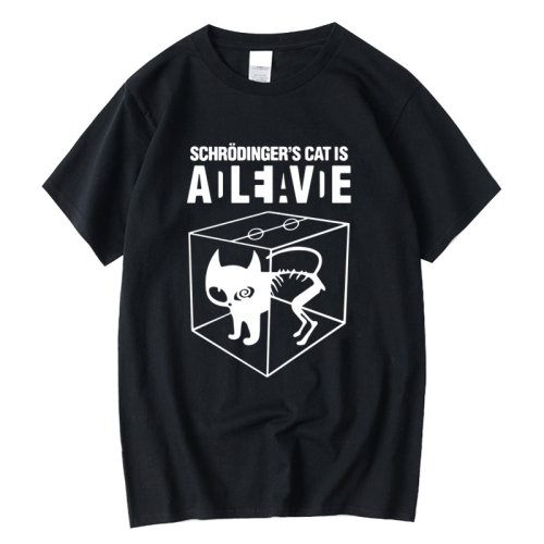 Afbeelding van Mannen T-shirt Top Kwaliteit Katoen Schrodinger's Kat Print Zomer Korte Mouw Mannen T-shirt Casual De Big Bang Theory heren T-shirt