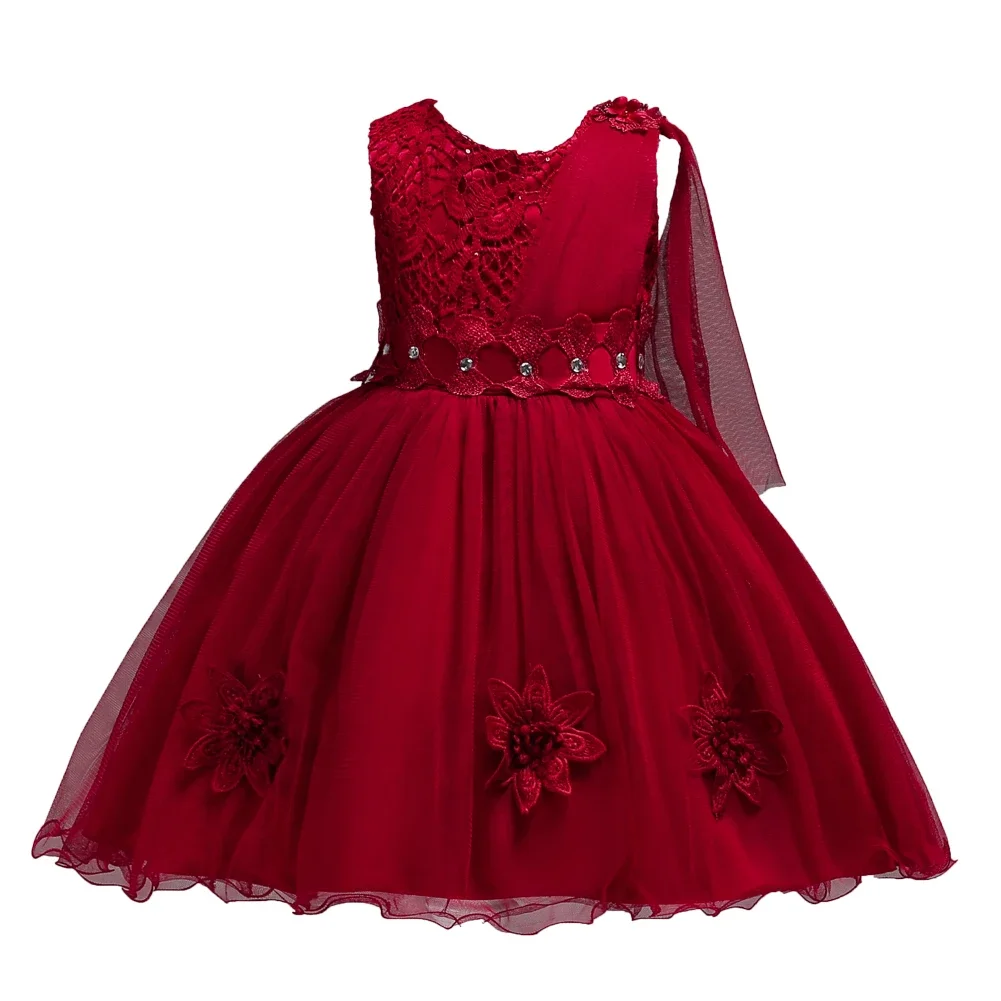 Image of Elegant Tulle Lace Flower Girl Dress for Wedding Ceremonies – Princess-Inspired Formal Outfit for Kids' Special Events