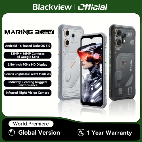 Imagen de Blackview Oscal Marine 3: Smartphone Resistente con Pantalla HD de 6.56 Pulgadas, 90 Hz, Procesador Helio G81 y Cámara Dual 13MP + 16MP