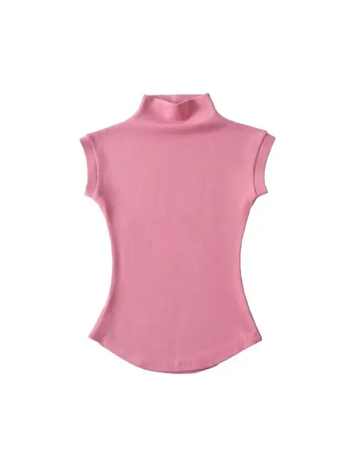 Image de T-Shirt Col Roulé Sans Manches Femme - Coupe Ajustée Été