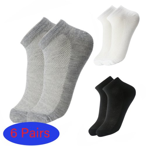 Bild von 6 Paar Atmungsaktive Kurze Knöchelsocken aus Elastischer Einfarbiger Mesh-Baumwolle – Hochwertige Unisex-Socken für Herren und Damen, Größe EUR 38-46