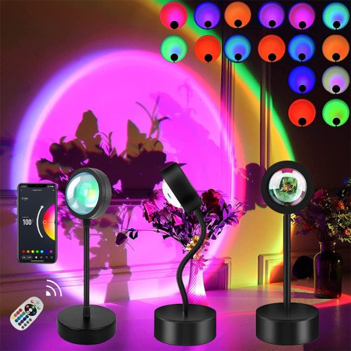 Imagen de Lámpara de Puesta de Sol Inteligente con USB 5V, Proyector LED para Noche, Control Remoto por Aplicación, Decoración de Habitación y Regalo Ideal