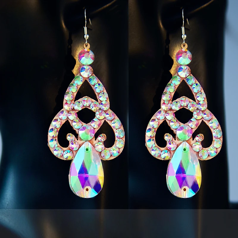 Image of Handcrafted Belly Dance Earrings with Luxury Rhinestones – Elegant Stage Accessories for Oriental and Modern Dance Performances