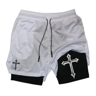 Image de Short de Sport 2-en-1 Imprimé avec Doublure de Compression