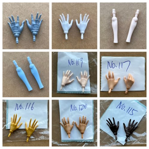 Bild von Original Ersatzhände mit Ellenbogen für 1/6-Skalenpuppen – Lila, Beige, Blau, Grün und Hautfarbe – Passend für schlanke Puppenfiguren