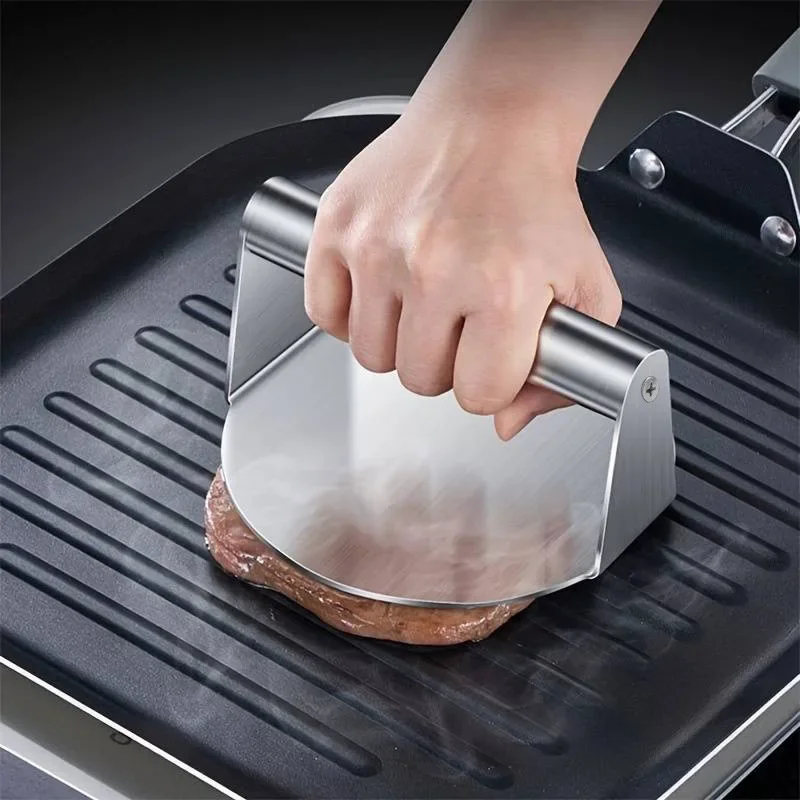 Image of Stainless Steel Burger Press for Perfectly Shaped Hamburger Patties – Professional Grade Meat Masher and Circular Mold for Deli Meats & Kitchen Cooking