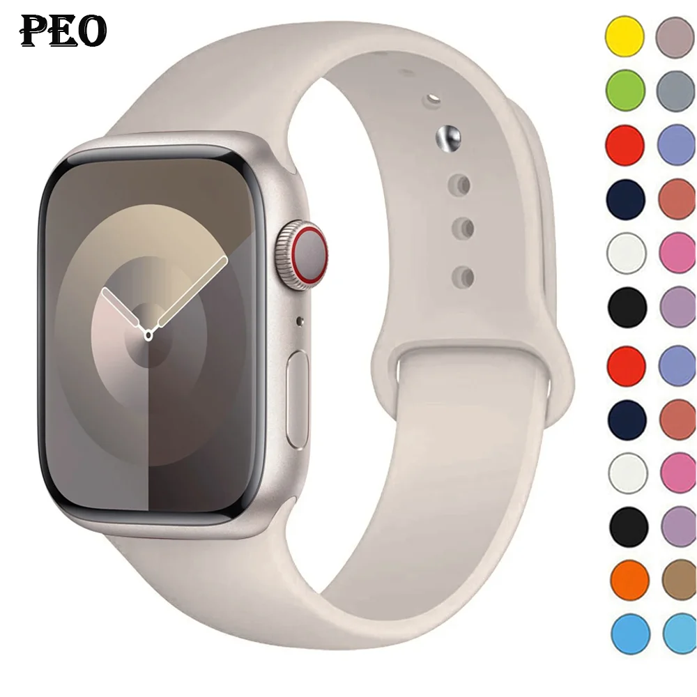 Silikon-Armband für Apple Watch – Kompatibel mit 38mm, 40mm, 41mm, 42mm, 44mm, 45mm & 49mm – Ersatzband für iWatch Serie 8, 7, 6, 5, 4, 3, SE, 9, Ultra 2 – Sportliches und Weiches Armband in verschiedenen Farben