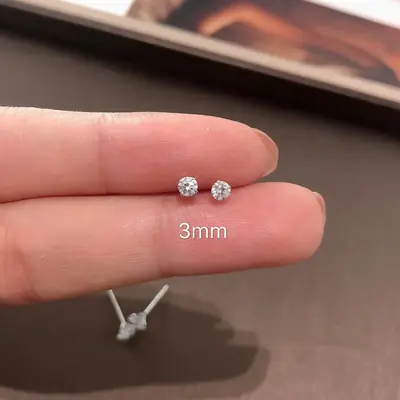 100% réel 925 bijoux en argent Sterling femmes mode mignon minuscule cristal clair CZ boucles d'oreilles cadeau pour les filles adolescentes dame
