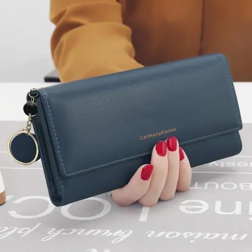 Image de Portefeuille Femme en Cuir PU Long & Multifonctionnel