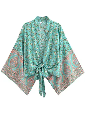 Image de Kimono de Plage Floral Bohème - Cache-Maillot Femme Été
